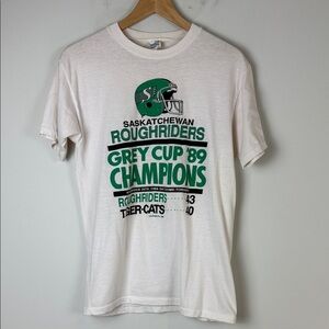 Vintage 80s Saskatchewan Roughriders CFL Grey Cup '89 Champions Tee Shirt